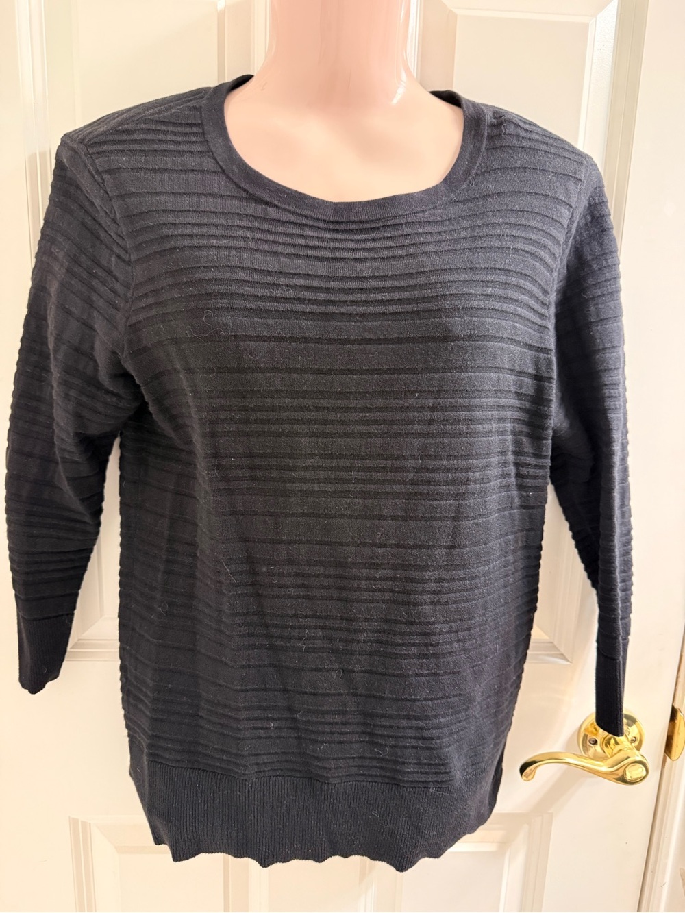 Ann Taylor Factory Black Ribbed Scoopneck Sweater